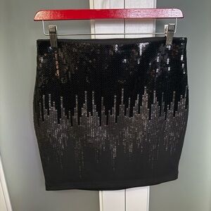 Express Black and Silver Sequin Pencil Skirt
